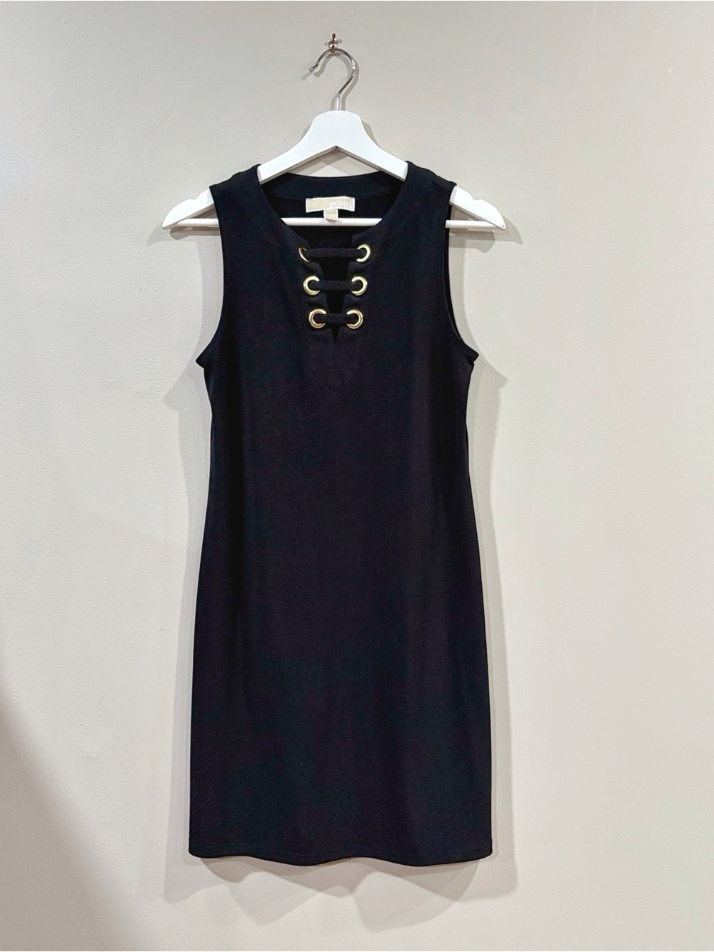 Michael Michael Kors Women XS Black Lace Up Shift Dress Chic Minimalist Office
